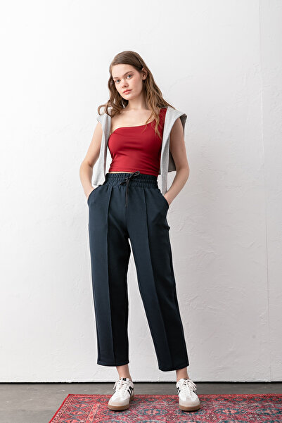 Pantastic Jeans Γυναικείο παντελόνι μπαλόνι με ελαστική μέση, τσέπες, ψηλόμεσ...