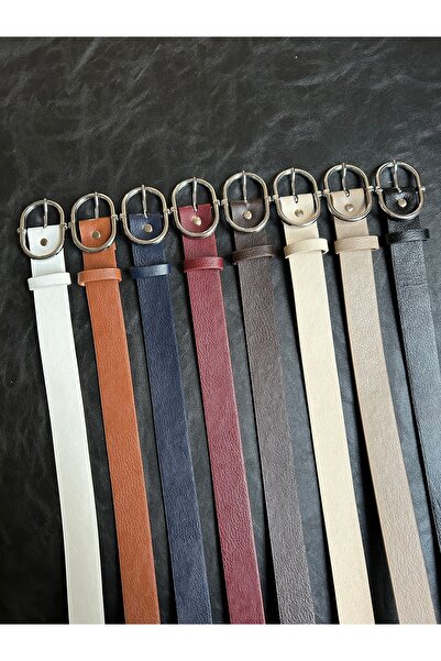 LİA KEMER حزام نسائي فضي اللون مكون من 8 قطع بنمط حلقة مستديرة، حزام للسترة، حزام للملابس، حزام للبنطلون