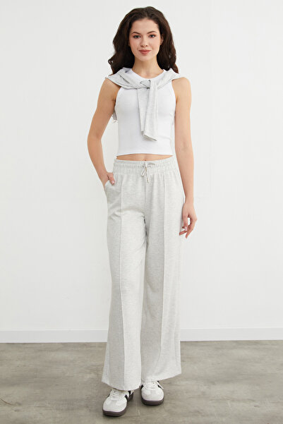 Fulla Moda Modal Sweatpants with Tie Waist and Green Front Detail