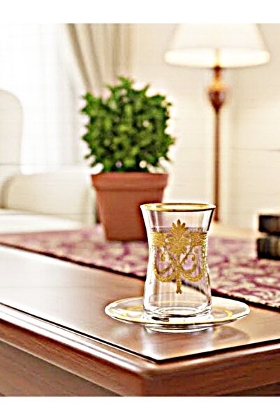 DECOSTYLE Taç Gold Pantograph Cut Decor 12 Piece Tea Set |   Pasabahce Royal ...