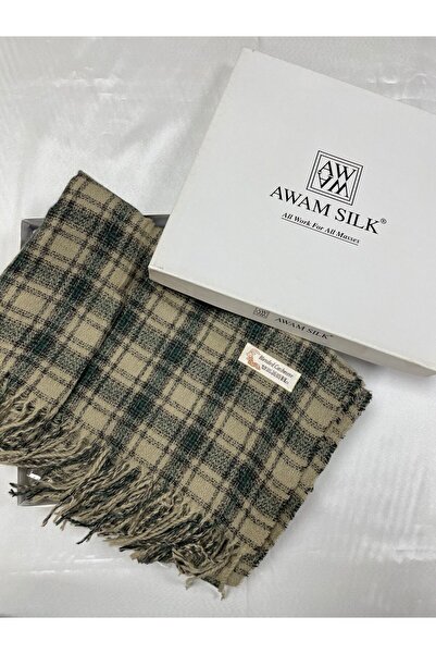 AWAM SILK Plaid Patterned Wool Scarf Shawl 200X70 cm |   Soft Textured Winter Shawl & Scarf