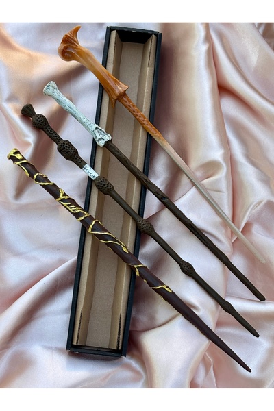 migasan 4'lü Asa Set Sihirli Koleksiyon Asa – Fantastik Büyücü Asası Aksesuar Hediyelik Oyuncak