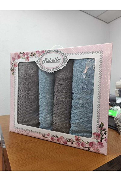 Peacock 4 Piece Bathroom Set for 2 People, Turkish Bath Set Boxed Premium Cotton