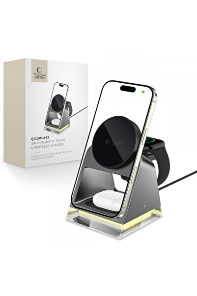 Universal Incarcator Retea Wireless Tech-Protect A43 3in1, 15W, 1.67A, Negru