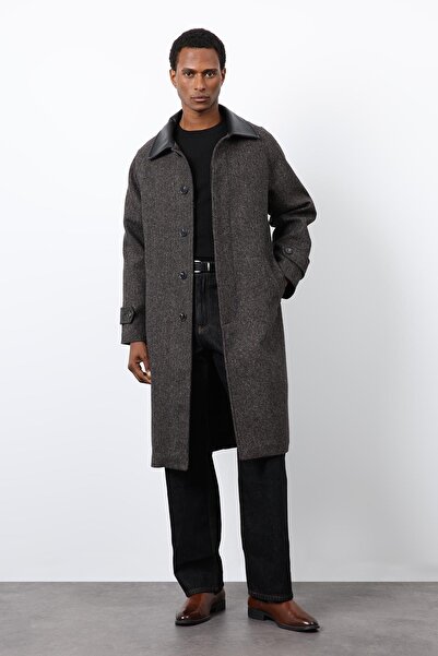Antioch Brown Contrast Collar Men's Coat
