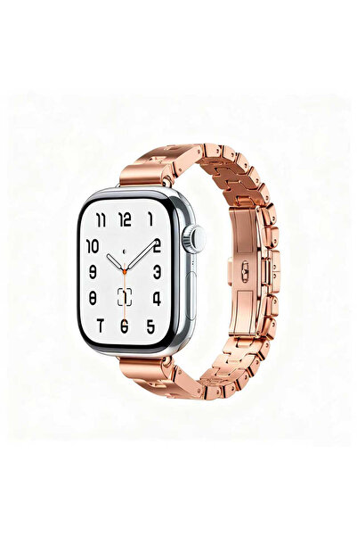 HTstore ساعة 10 مقاس 46 ملم Zore KRD-150 حزام معدني ذهبي وردي