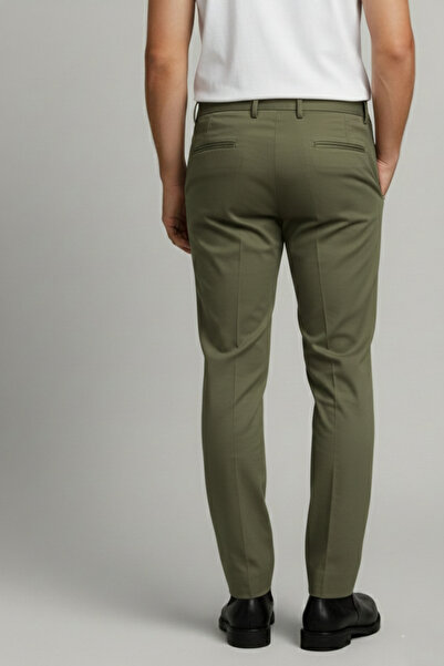 Bürke Men's Khaki Color Quality Fabric Trousers with Ties