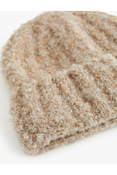 Koton Soft Textured Fold Detailed Knitted Beanie