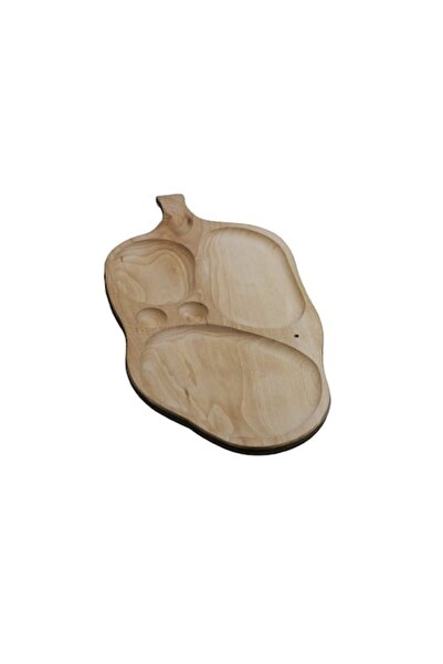 ArtKer Wooden leaf-shaped serving platter with condiment wells, ArtKer, Asymmetric
