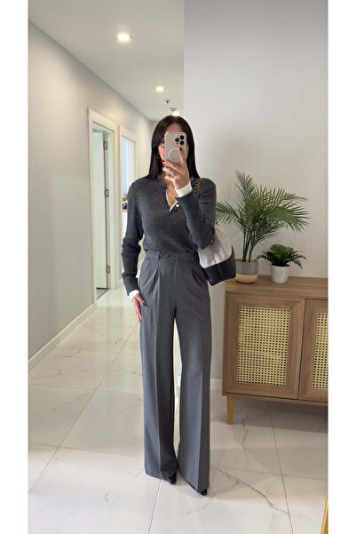 BİRCANÇİL Norwe Gray Palazzo Pants