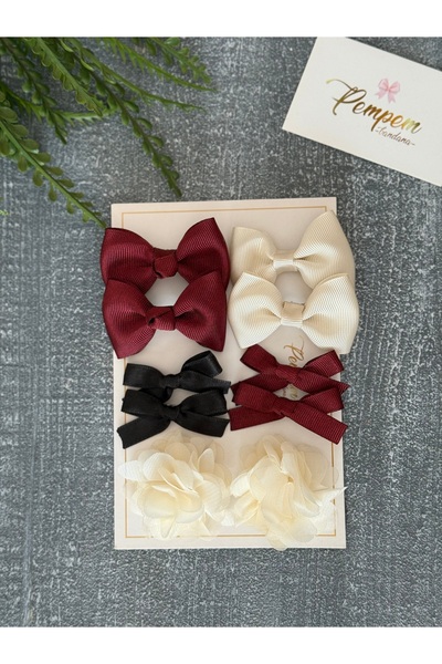 pempem bandana Baby Girl Mini Size Bow Detail Clip Buckle Set