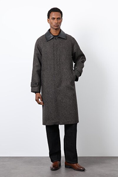 Antioch Brown Contrast Collar Men's Coat