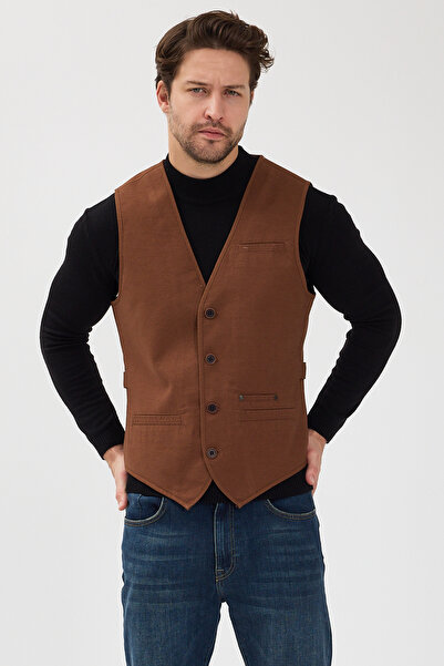 ABOUT US Modern Fit Buttoned V-Neck Vest # Yl4470