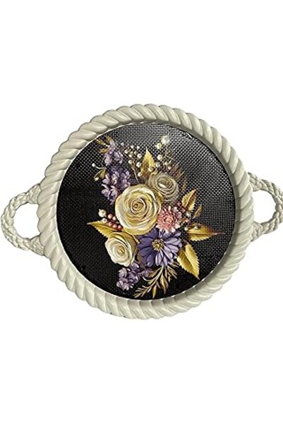 SanalAMCA Store Bybars صينية بلاستيكية مزخرفة فاخرة بإطار مجعد مقاس 35 × 35 م...