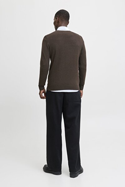 Jack & Jones Men's Brown Sweater Model Code: (12208364) Jjeemıl Knit Crew Neck Noos