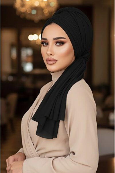 Aişe tesettür Black Buckle Evening Dress Bonnet Shawl