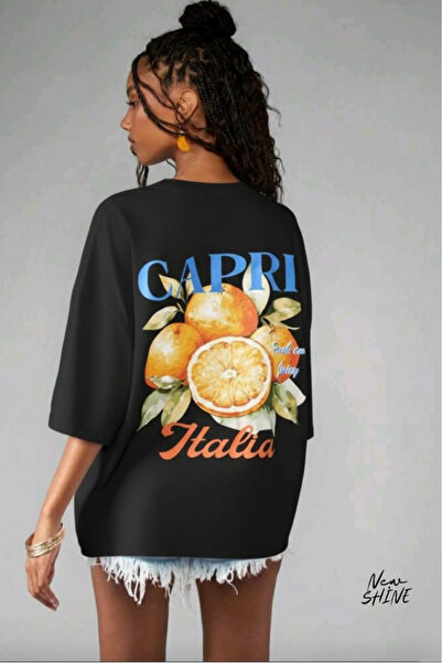 New Shine Оверсайз-футболка з принтом Capri Italia