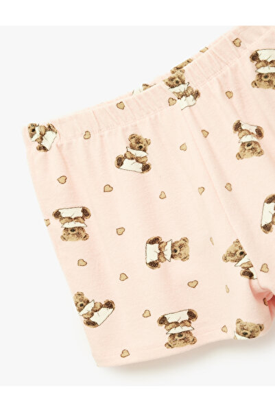Koton Teddy Bear Printed Comfortable Fit Viscose Shorts with Elastic Waist