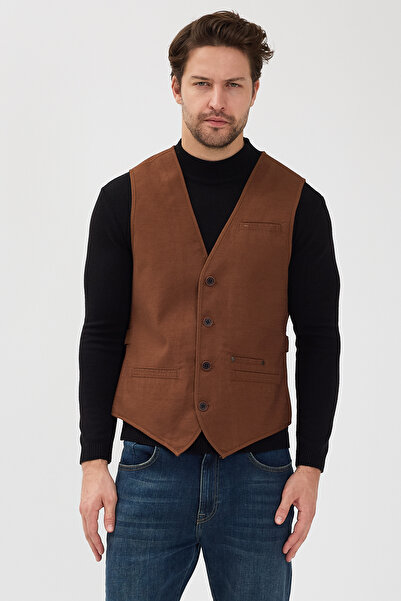ABOUT US Modern Fit Buttoned V-Neck Vest # Yl4470