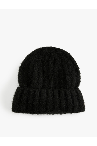 Koton Soft Textured Fold Detailed Knitted Beanie