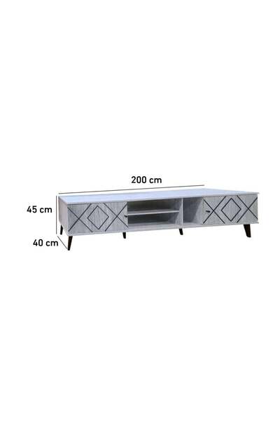 BAITY Plasma TV Table Malaysian Wood 200 cm - Gray
