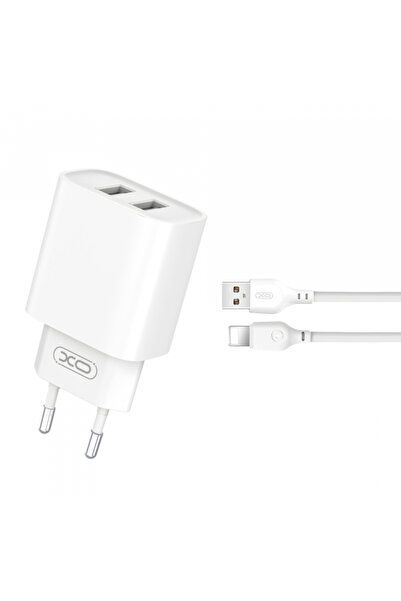 Apple XO Design CE02C Lightning Cable Charger, 10.5W, 2.1A, 2 x USB-A, White