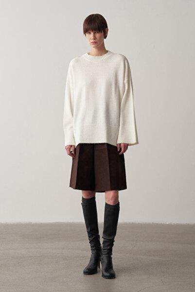 Mathilda Store Ekru Alpaka Atkılı Oversize Kazak