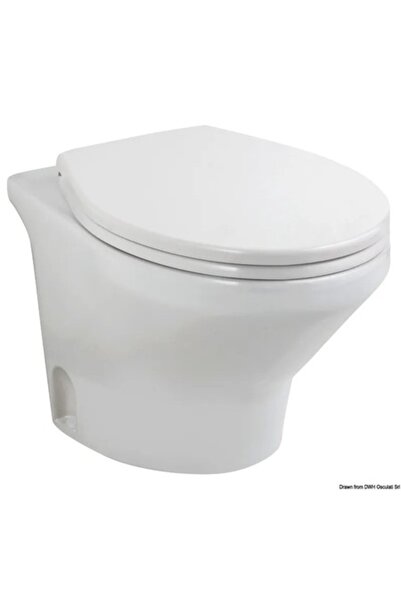 TNG Outdoor Toaletă Tecma Compass, cocă joasă 12V, vas ceramic alb, solenoid încorporat, întrerupător basculant inclus