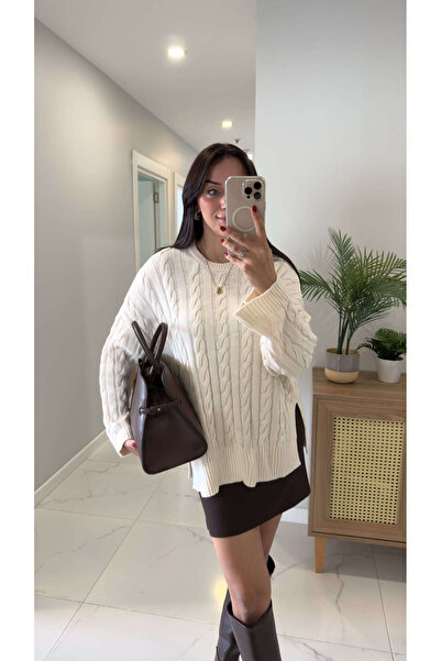 BİRCANÇİL Πλεκτά με σχέδιο με κρέμα κοράλλι