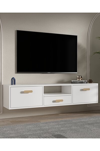 DEMONTE DECOR 1328DROPDD-32 DUVARA MONTAJ TV SEHPASI BEYAZ-SAFİRMEŞE