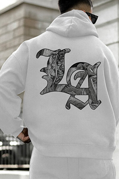 CLASSY.MODA “Men's Oversized Hooded La Patterned Streetwear Hoodie Sweatshirt Daily Casual Fashion Style”