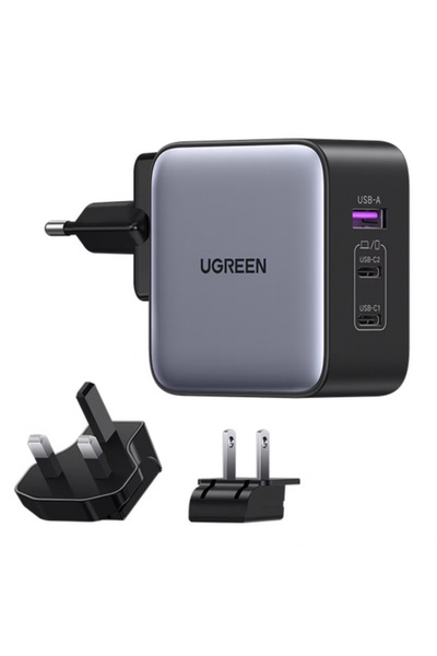 Ugreen CD296 Network Charger, 65W, 5A, 1 x USB-A - 2 x USB-C, Gray