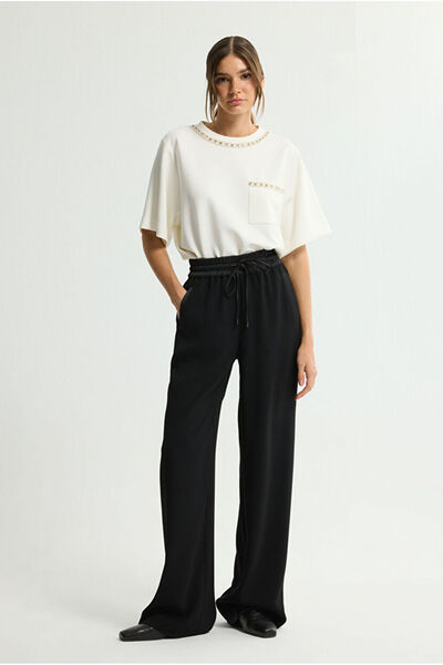 Love My Body Kadın Beli Lastikli Geniş Paça Pantolon