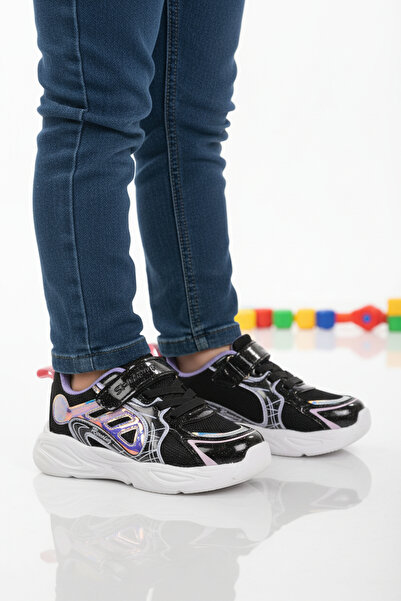 Slazenger Black Purple Velcro Lightweight Flexible Girls' Sports Shoes Kelsy P