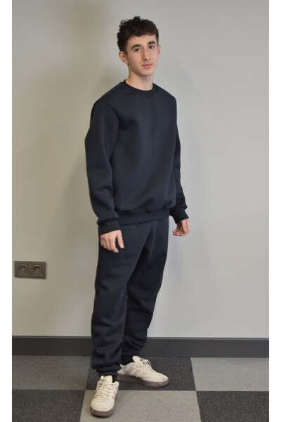 Banadamoda Σετ αθλητικών φορμών Unisex Relax Fit από βαμβακερό 3-κλωνο μαλακό υφή με φλις εσωτερικά και λαιμόκοψη