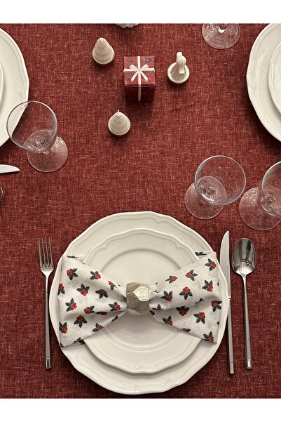 LUFA HOME Linen Effect Christmas Tablecloth Set