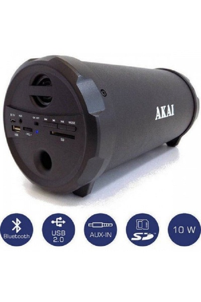 AKAI Woofer Portable Active Speaker, USB Port, Bluetooth Connectivity, Aux In, Powerbank Function,