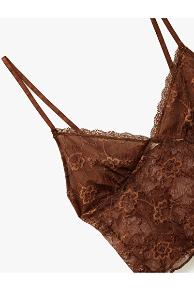 Koton V-Neck Lace Detailed Strappy Pajama Top