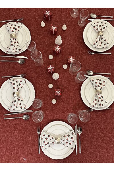 LUFA HOME Linen Effect Christmas Tablecloth Set