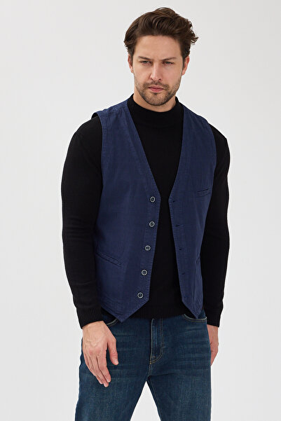 ABOUT US Modern Fit Buttoned V-Neck Vest # Yl4425