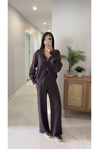 BİRCANÇİL Md Hugs Coffee Zippered Hooded Set