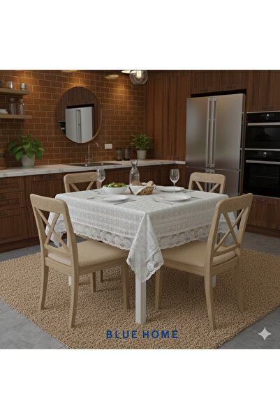 Blue Home 🆕 Straw Pattern Lace Look Easy to Clean Liquid Proof Hole-Free Pvc Tablecloth 120 X 150