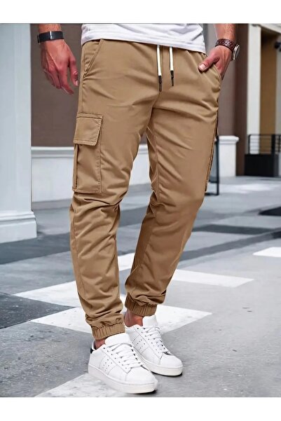 SERAZAT Stretch Fabric Cotton Pants, Pack of Cargo Pocket with Elastic Waist and Cuffs