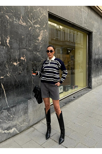 Kienor Yeni Sezon Kadın Polo Yaka Oversize Triko Sweatshirt