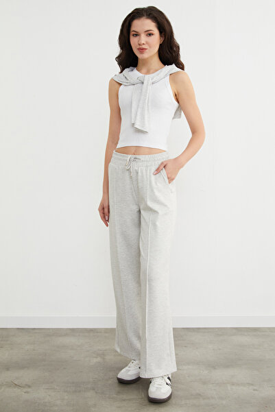 Fulla Moda Modal Sweatpants with Tie Waist and Green Front Detail