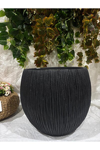 Ekodoğa 45 Cm Yuvarlak Hafif Beton Saksı Antrasit