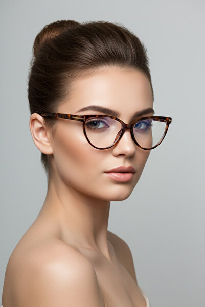 Chunky Frame Sırıus Cat Eye Leopard Blue Light Protection Blue Block Glasses