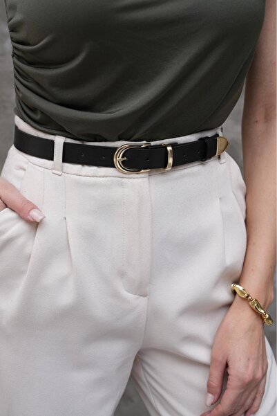 MODAM HİFA Gold Buckle Vintage Style Women's Belt Trouser Belt Dress Belt Shirt Belt Waist Belt