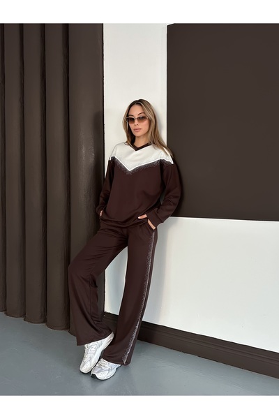 orjinal blue b Women's V Glitter Double Suit Black