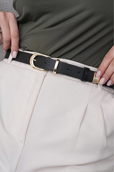 MODAM HİFA Gold Buckle Vintage Style Women's Belt Trouser Belt Dress Belt Shirt Belt Waist Belt